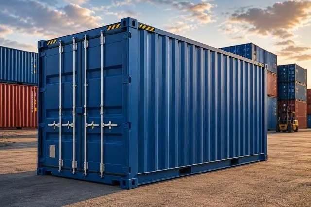 Container Dry padrão em pátio de armazenamento